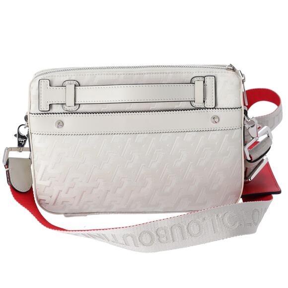 Christian Louboutin Ruby Town Messenger Bag Light Gray Red Jacquard - Picture 3 of 8